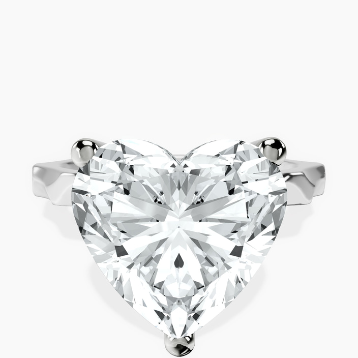 10kt White Gold Magnolia Texture Solitaire Lab Diamond Ring front image
