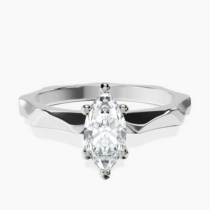 10kt White Gold Magnolia Texture Solitaire Lab Diamond Ring front image