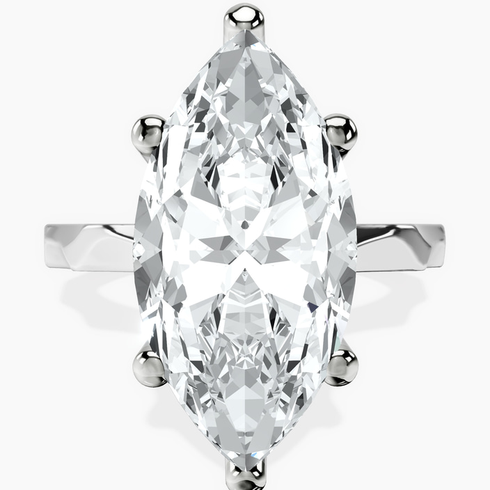 10kt White Gold Magnolia Texture Solitaire Lab Diamond Ring front image