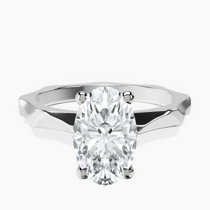 9ct White Gold Magnolia Texture Solitaire Lab Diamond Ring front image