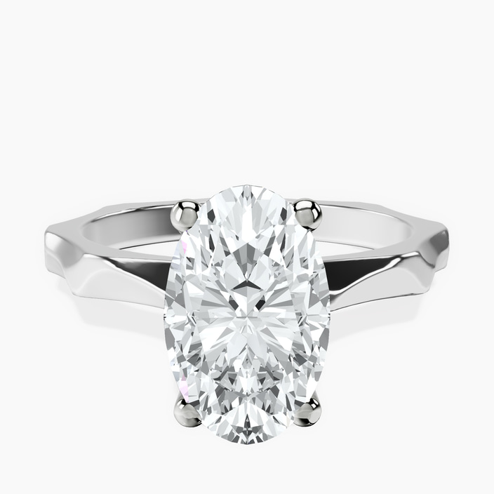 10kt White Gold Magnolia Texture Solitaire Lab Diamond Ring front image