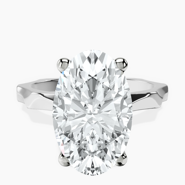 10kt White Gold Magnolia Texture Solitaire Lab Diamond Ring front image