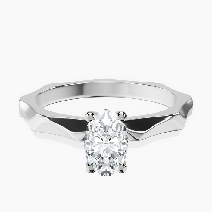 10kt White Gold Magnolia Texture Solitaire Lab Diamond Ring front image