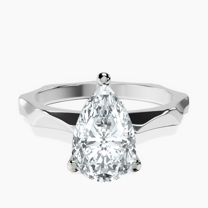 9ct White Gold Magnolia Texture Solitaire Lab Diamond Ring front image