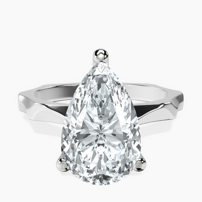 10kt White Gold Magnolia Texture Solitaire Lab Diamond Ring front image