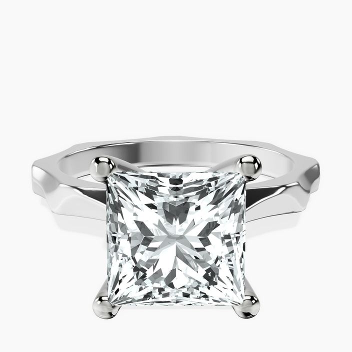 10kt White Gold Magnolia Texture Solitaire Lab Diamond Ring front image