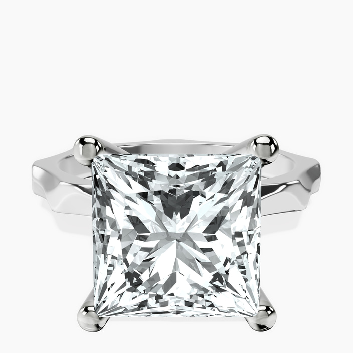 10kt White Gold Magnolia Texture Solitaire Lab Diamond Ring front image