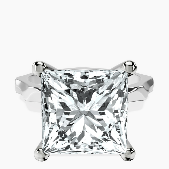 10kt White Gold Magnolia Texture Solitaire Lab Diamond Ring front image