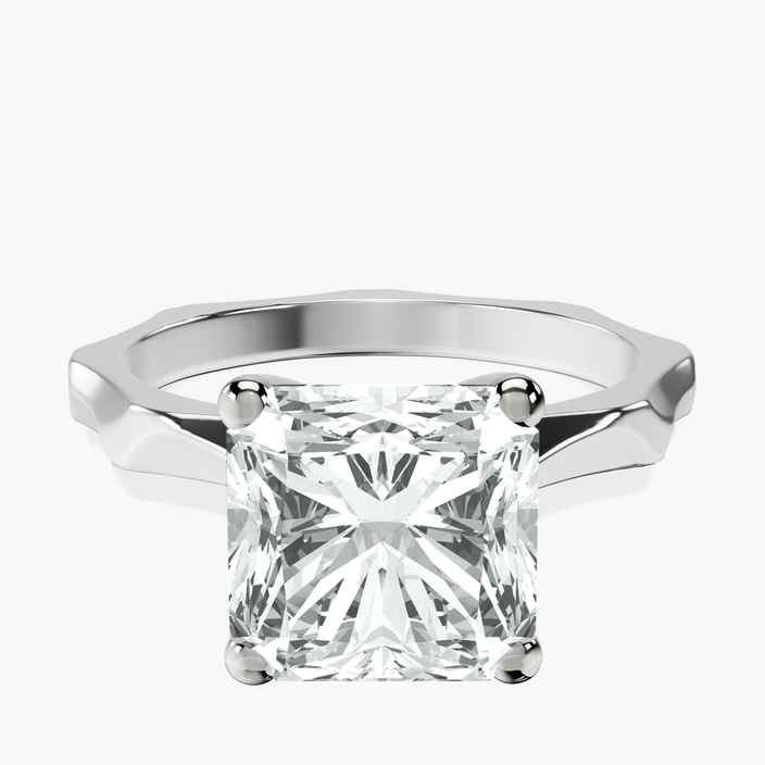 10kt White Gold Magnolia Texture Solitaire Lab Diamond Ring front image