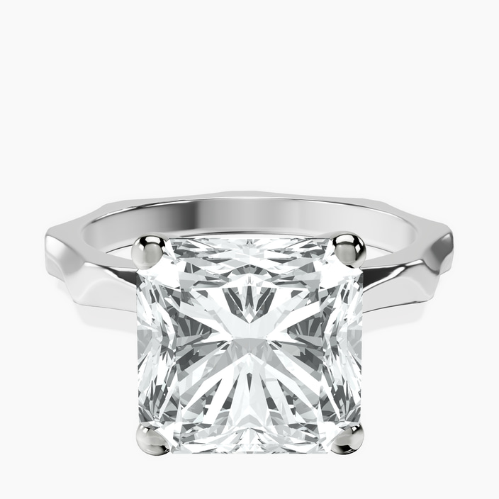 10kt White Gold Magnolia Texture Solitaire Lab Diamond Ring front image
