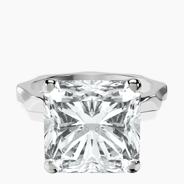 10kt White Gold Magnolia Texture Solitaire Lab Diamond Ring front image
