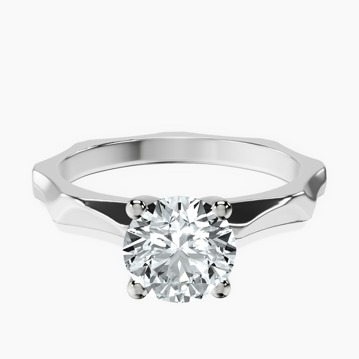10kt White Gold Magnolia Texture Solitaire Lab Diamond Ring front image