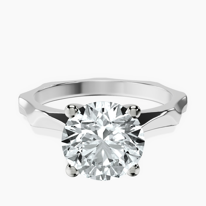 10kt White Gold Magnolia Texture Solitaire Lab Diamond Ring front image