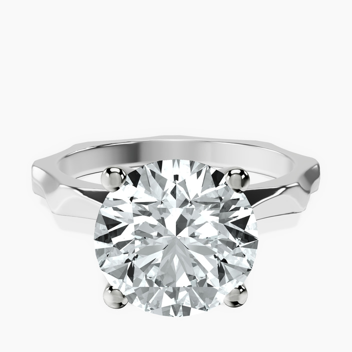 10kt White Gold Magnolia Texture Solitaire Lab Diamond Ring front image