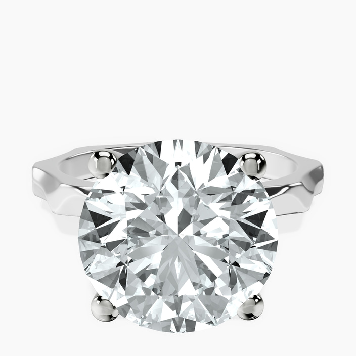 10kt White Gold Magnolia Texture Solitaire Lab Diamond Ring front image