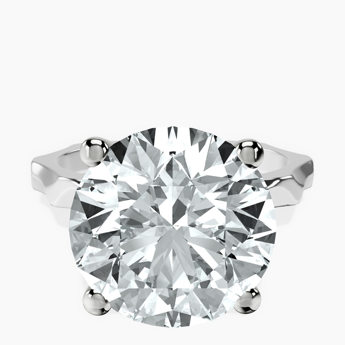 10kt White Gold Magnolia Texture Solitaire Lab Diamond Ring front image