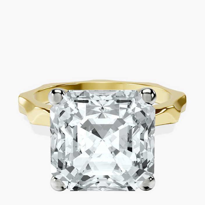 10kt Yellow Gold Magnolia Texture Solitaire Lab Diamond Ring front image