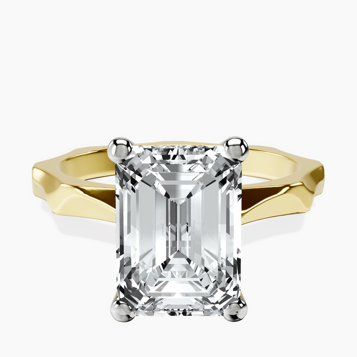 10kt Yellow Gold Magnolia Texture Solitaire Lab Diamond Ring front image