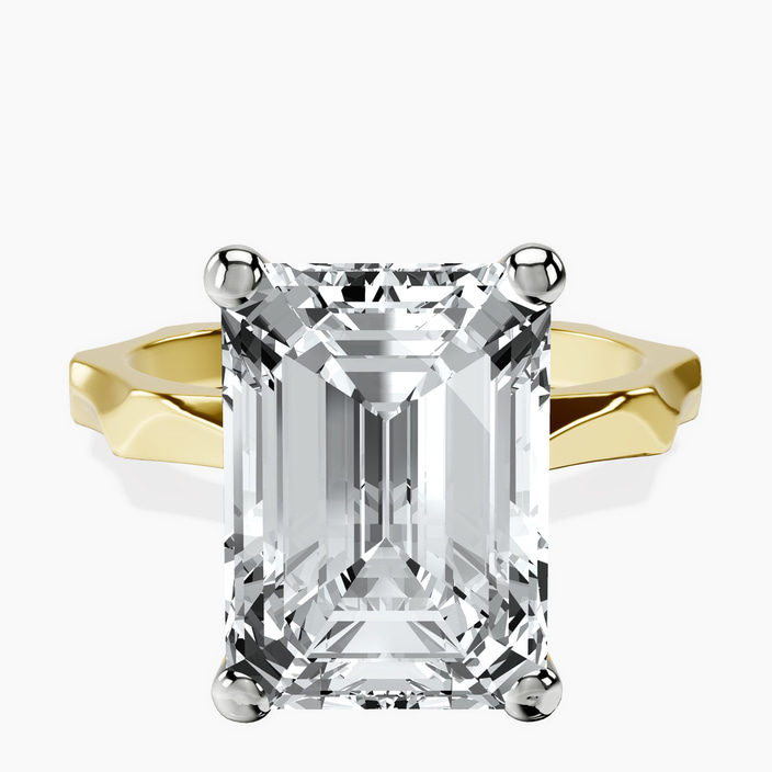 14kt Yellow Gold Magnolia Texture Solitaire Lab Diamond Ring front image