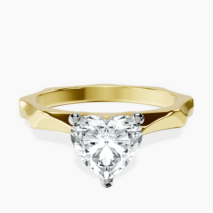 14kt Yellow Gold Magnolia Texture Solitaire Lab Diamond Ring front image