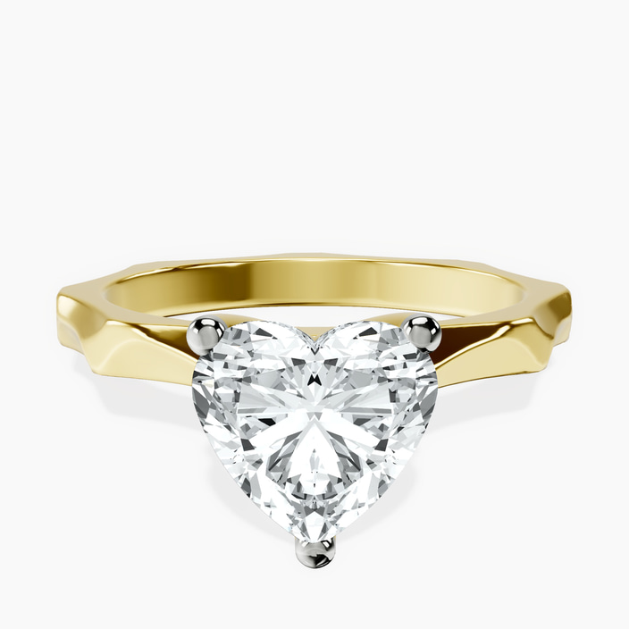 9ct Yellow Gold Magnolia Texture Solitaire Lab Diamond Ring front image