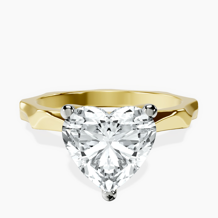 14kt Yellow Gold Magnolia Texture Solitaire Lab Diamond Ring front image