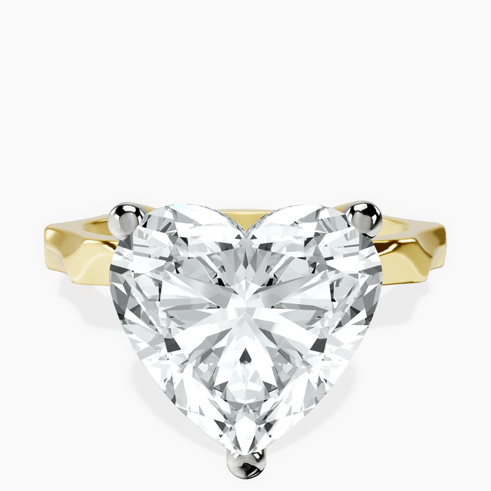 18kt Yellow Gold Magnolia Texture Solitaire Lab Diamond Ring front image