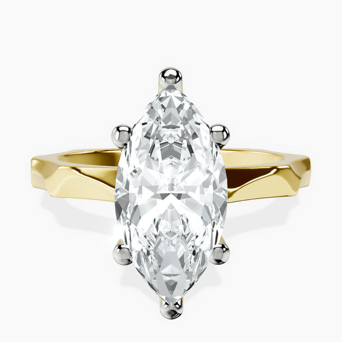 14kt Yellow Gold Magnolia Texture Solitaire Lab Diamond Ring front image
