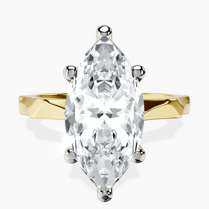 10kt Yellow Gold Magnolia Texture Solitaire Lab Diamond Ring front image