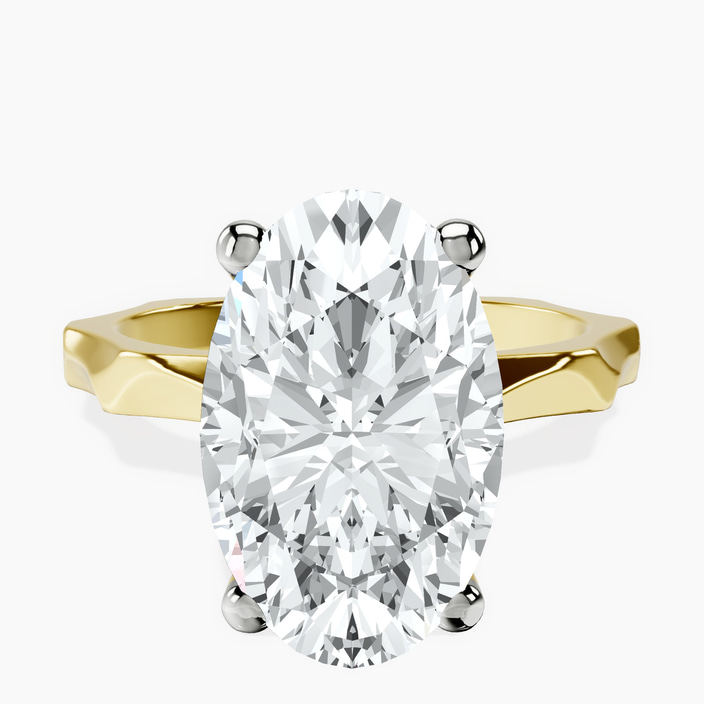 18kt Yellow Gold Magnolia Texture Solitaire Lab Diamond Ring front image