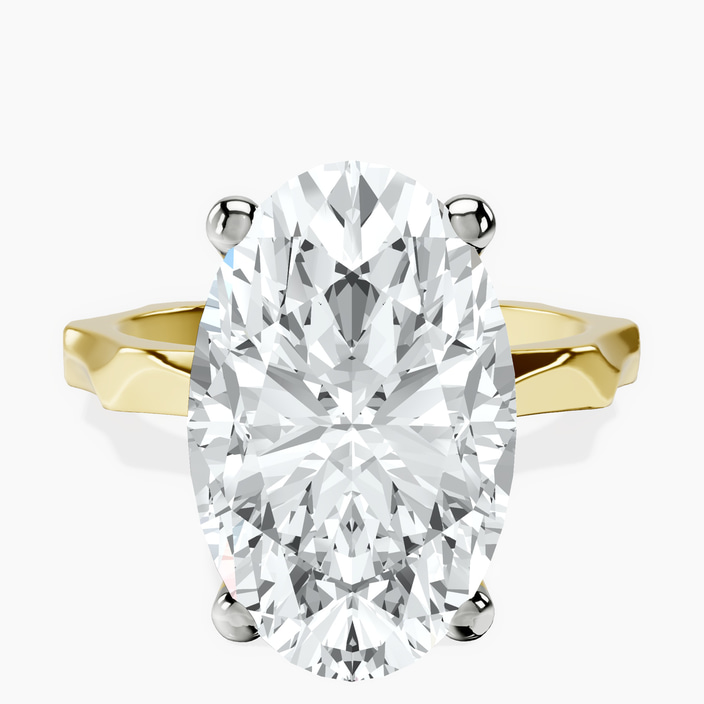 14kt Yellow Gold Magnolia Texture Solitaire Lab Diamond Ring front image