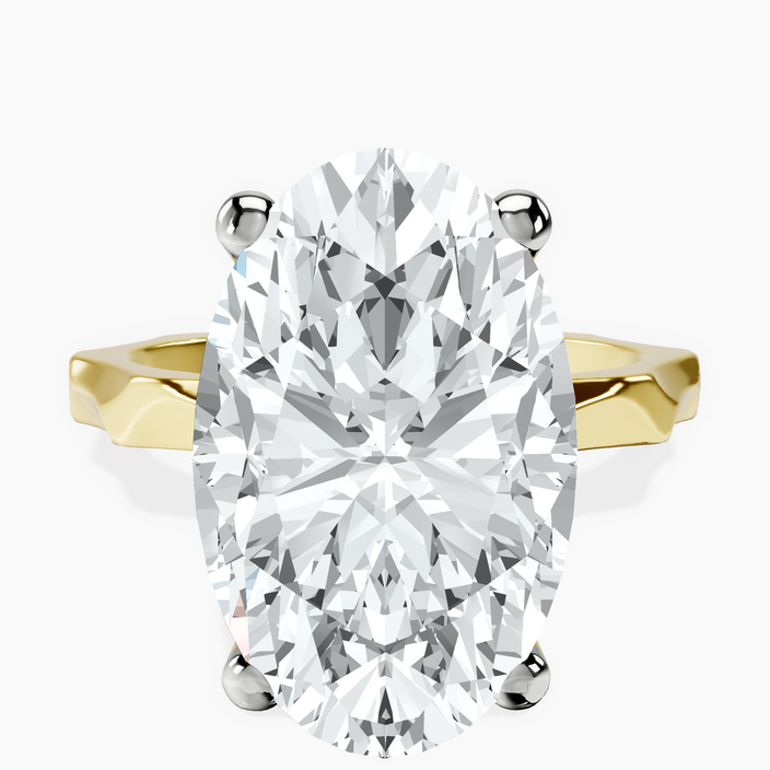 10kt Yellow Gold Magnolia Texture Solitaire Lab Diamond Ring front image