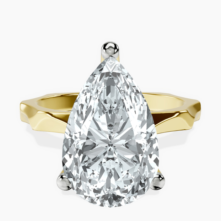 10kt Yellow Gold Magnolia Texture Solitaire Lab Diamond Ring front image