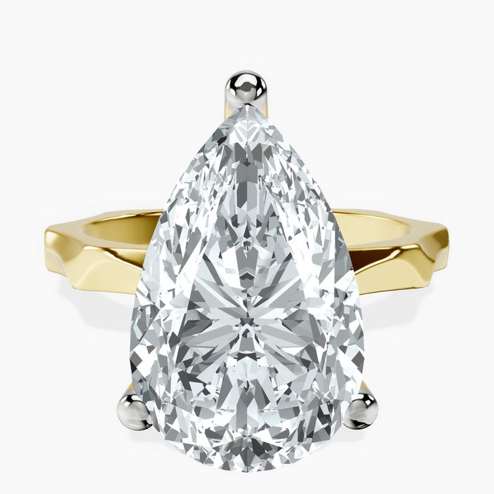 10kt Yellow Gold Magnolia Texture Solitaire Lab Diamond Ring front image