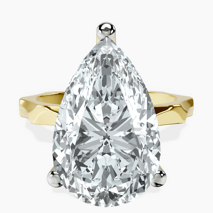 14kt Yellow Gold Magnolia Texture Solitaire Lab Diamond Ring front image