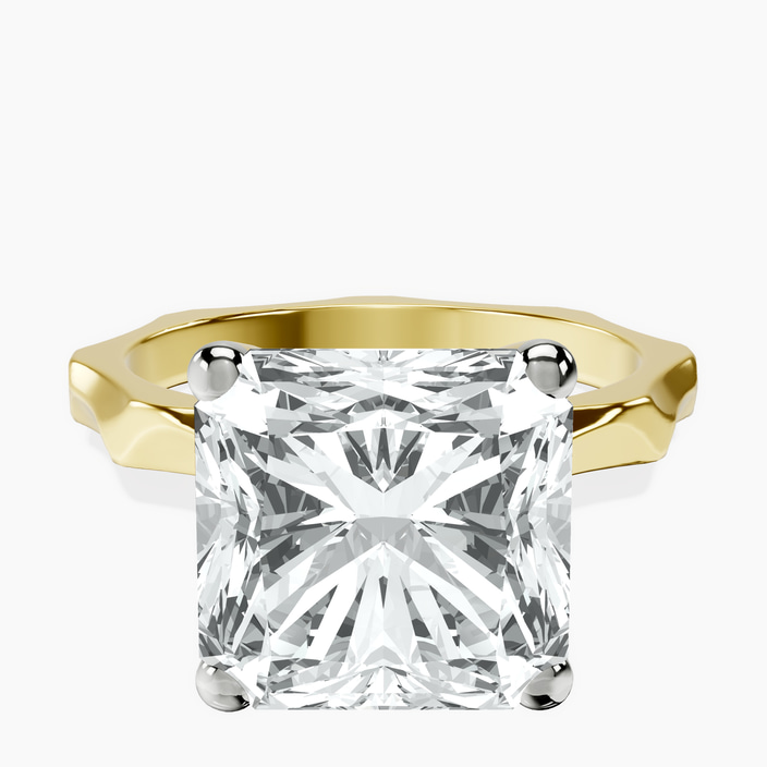 14kt Yellow Gold Magnolia Texture Solitaire Lab Diamond Ring front image