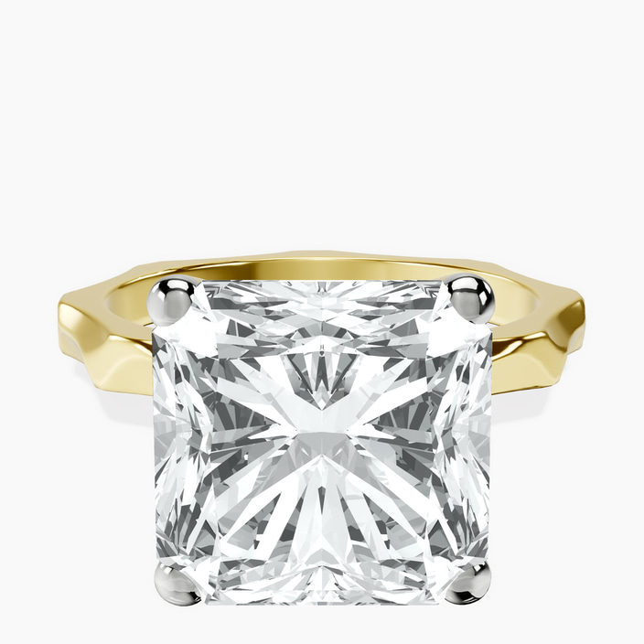 10kt Yellow Gold Magnolia Texture Solitaire Lab Diamond Ring front image