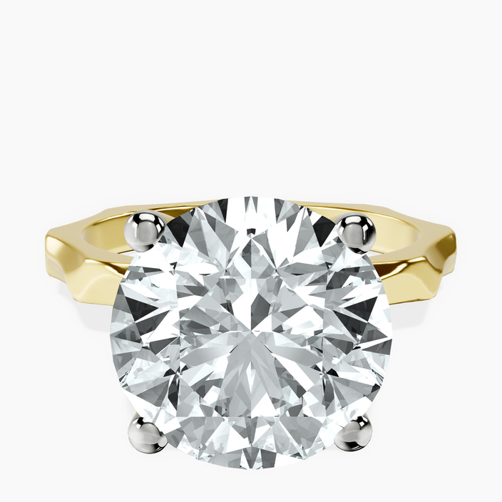 14kt Yellow Gold Magnolia Texture Solitaire Lab Diamond Ring front image