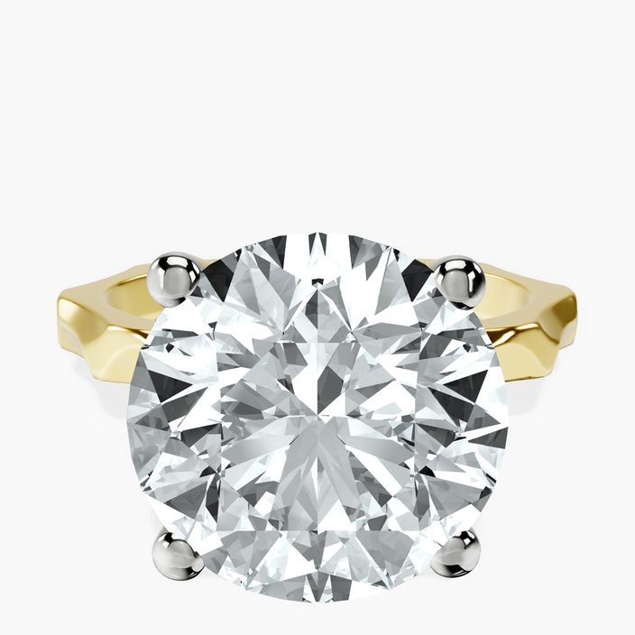 14kt Yellow Gold Magnolia Texture Solitaire Lab Diamond Ring front image