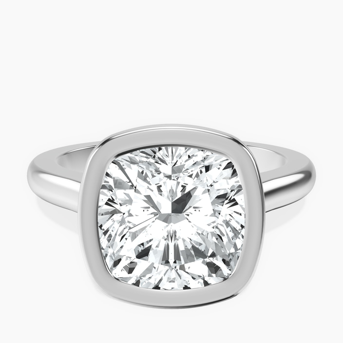 14kt White Gold Calliope Bezel Floating Solitaire Lab Diamond Ring front image