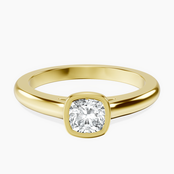 18kt Yellow Gold Calliope Bezel Floating Solitaire Lab Diamond Ring front image