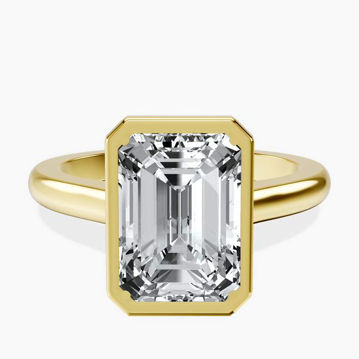 10kt Yellow Gold Calliope Bezel Floating Solitaire Lab Diamond Ring front image