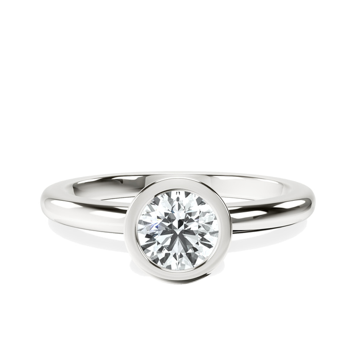 14kt White Gold Eugenia Classic Bezel Solitaire Lab Diamond Ring front image