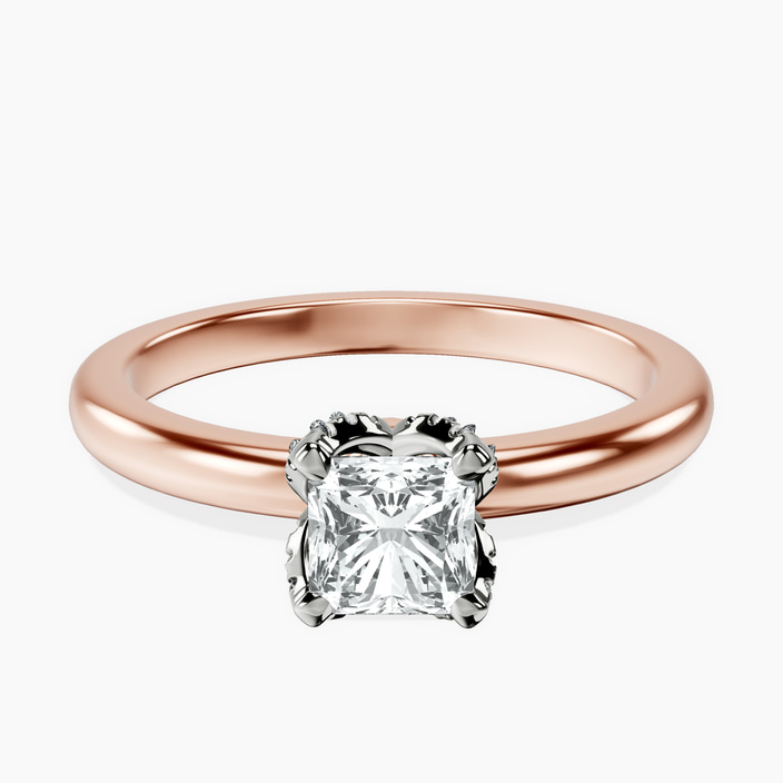 10kt Rose Gold Mabel Petal Solitaire Lab Diamond Ring front image