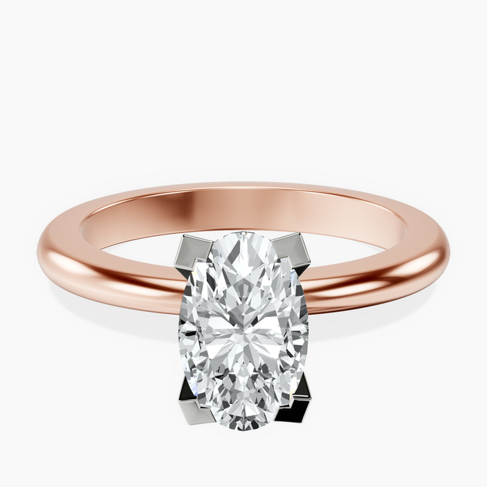 10kt Rose Gold Cordelia Knife Edge Solitaire Lab Diamond Ring front image