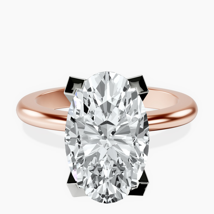10kt Rose Gold Cordelia Knife Edge Solitaire Lab Diamond Ring front image