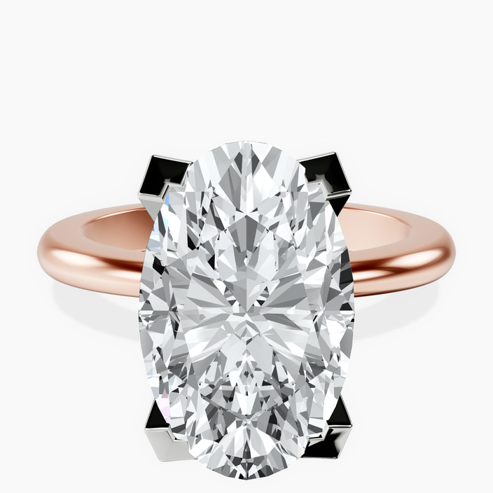 10kt Rose Gold Cordelia Knife Edge Solitaire Lab Diamond Ring front image
