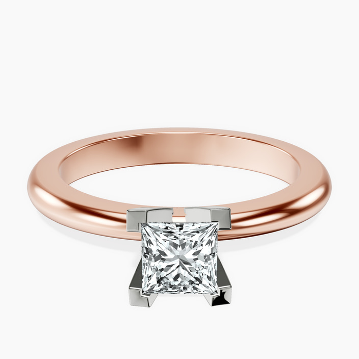 10kt Rose Gold Cordelia Knife Edge Solitaire Lab Diamond Ring front image