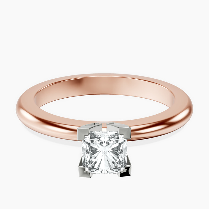 10kt Rose Gold Cordelia Knife Edge Solitaire Lab Diamond Ring front image