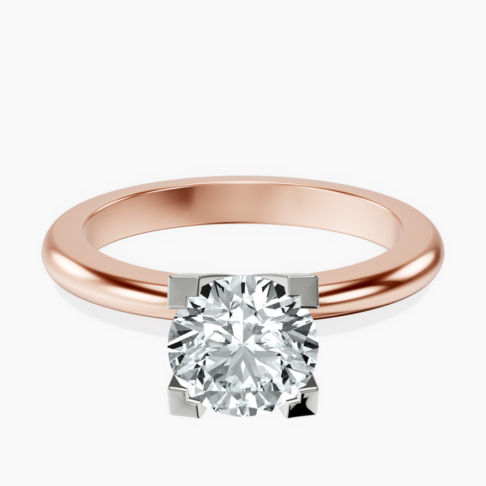 10kt Rose Gold Cordelia Knife Edge Solitaire Lab Diamond Ring front image